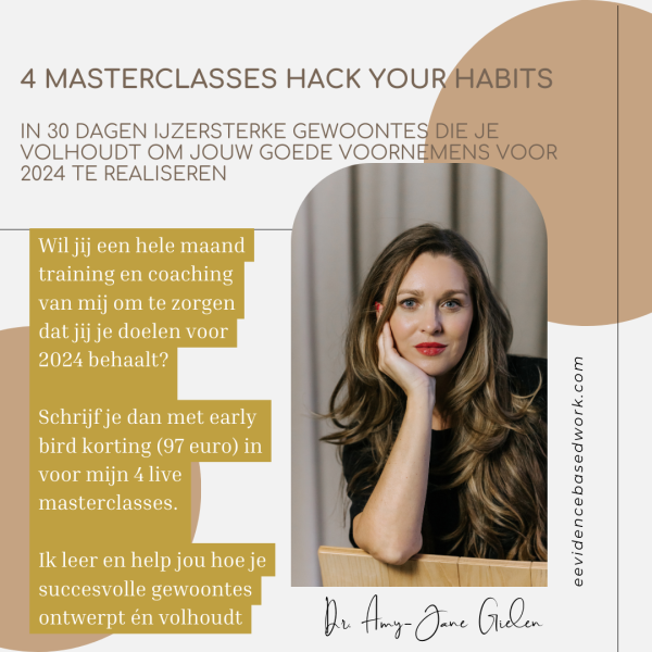 Amy-Jane Gielen, Goede voornemens, Hack Your Habits, Atomic Habits, Tiny Habits, 2024, spreker, dagvoorzitter